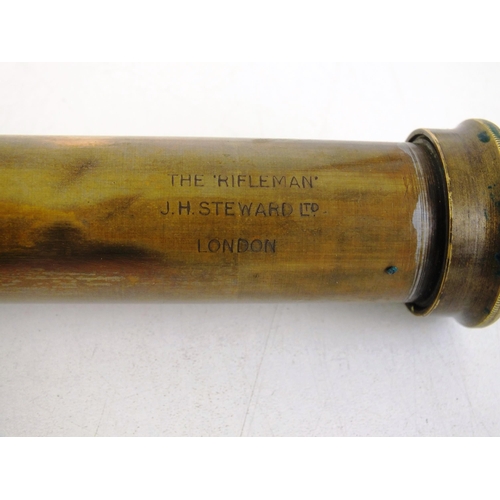 119 - The rifleman J.H steward ltd of London brass telescope in leather case