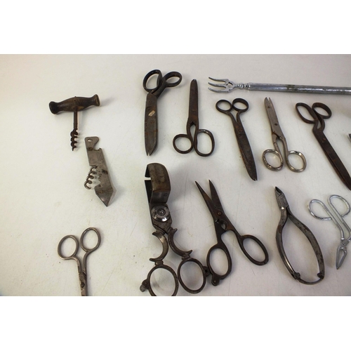 123 - Twenty pairs of various scissors, corkscrews etc