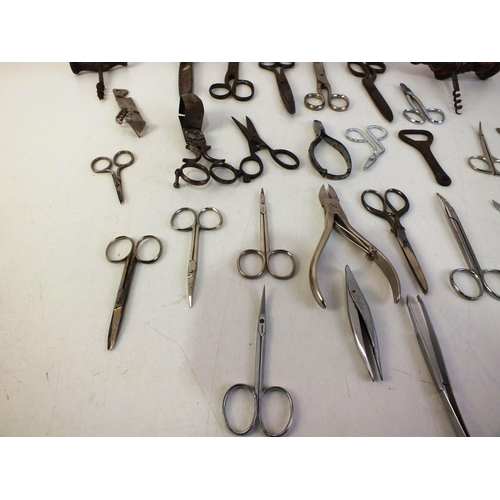 123 - Twenty pairs of various scissors, corkscrews etc