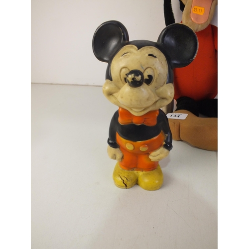 134 - Large goofy vintage talking dog and mickey mouse, donald duck and one other