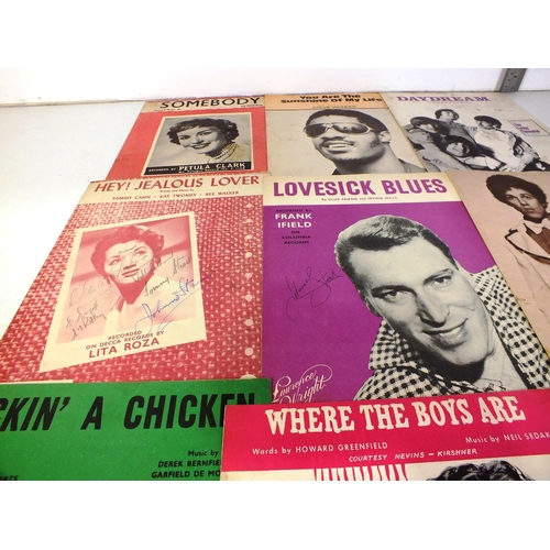 149 - Ten vintage pop sheet music and world