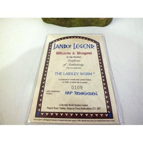 2 - Hap Henriksen land of legend with certificate of authenticity- The Laidley worm- boxed dragon 109/15... 