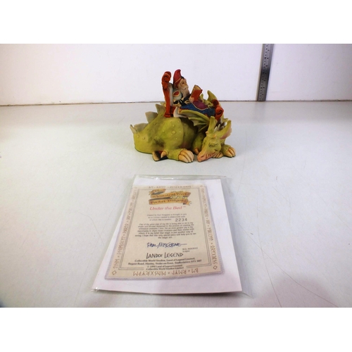 10 - Collectable world studios land of legend pocket dragon figure under the bed boxed with C.O.A - 2234/... 