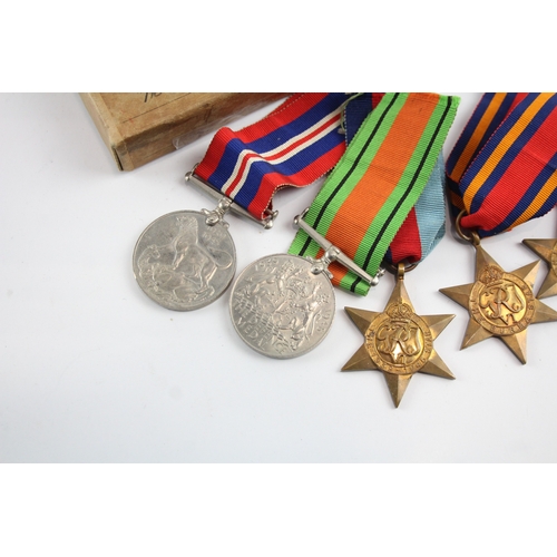 467 - Boxed WW2 Navy Medal Group Inc Atlantic, Burma Stars, Etc