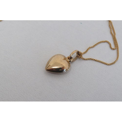 14 - 9ct gold chain with love heart pendant-2g