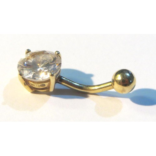 79 - 9ct Gold CZ Belly Bar.