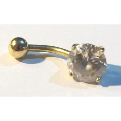 79 - 9ct Gold CZ Belly Bar.