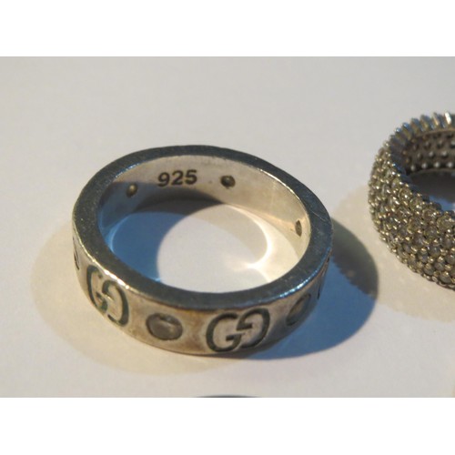 87 - Seven silver rings including Pandora.