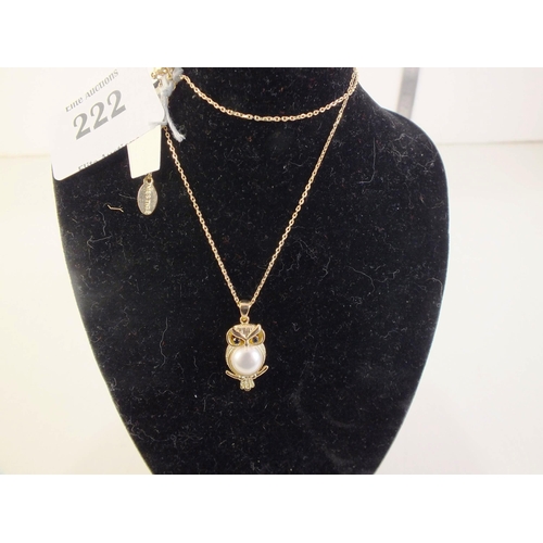 222 - Swarovski owl necklace and stand