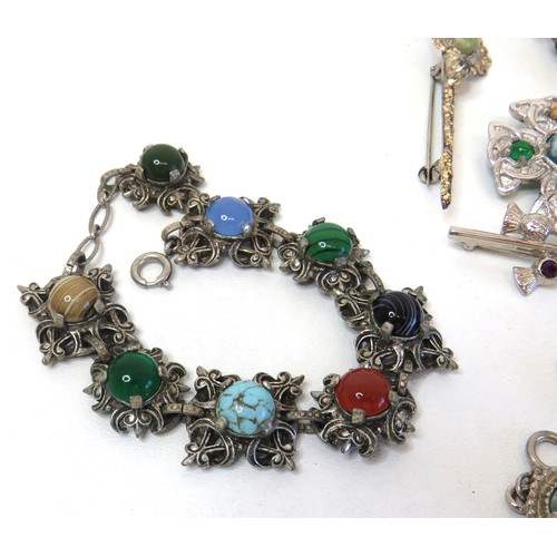 68 - Vintage Scottish Jewellery includes signed Miracle, brooches, bracelet and pendant.