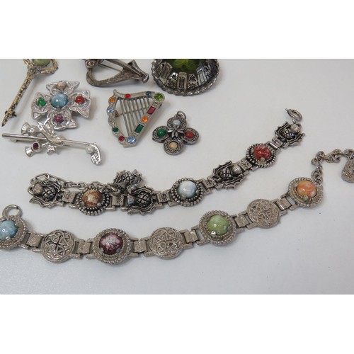 68 - Vintage Scottish Jewellery includes signed Miracle, brooches, bracelet and pendant.