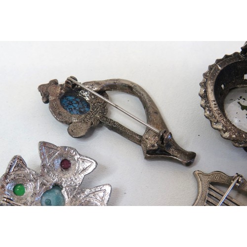 68 - Vintage Scottish Jewellery includes signed Miracle, brooches, bracelet and pendant.