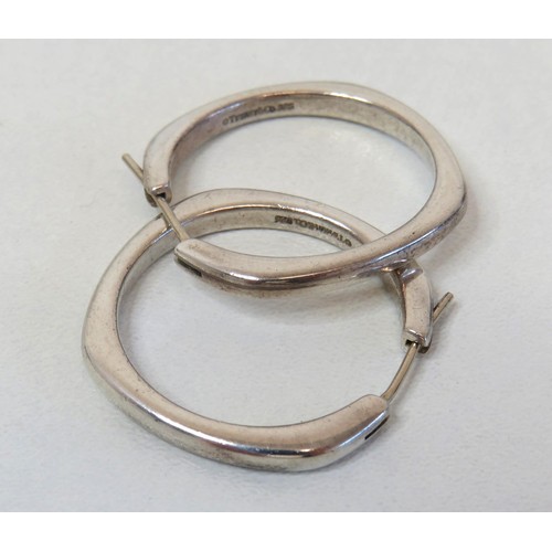 72 - Vintage Tiffany & Co 925 silver cushion hoop earrings.