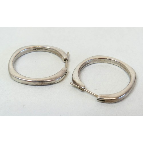 72 - Vintage Tiffany & Co 925 silver cushion hoop earrings.