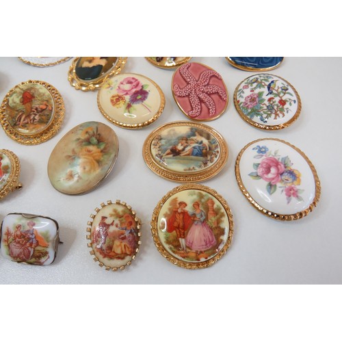 266 - Twenty four Porcelain and Bone China Brooches.