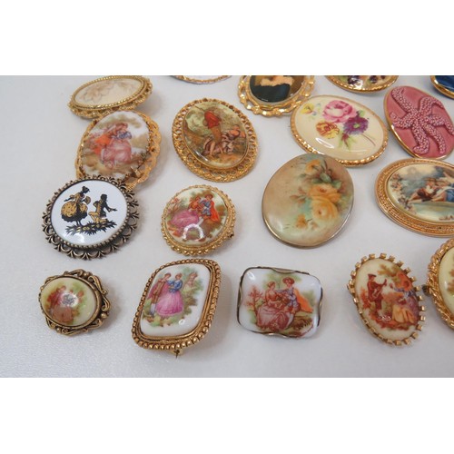 266 - Twenty four Porcelain and Bone China Brooches.