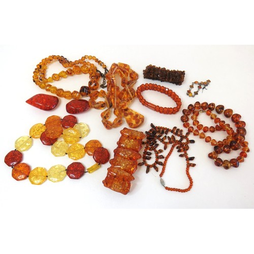 274 - Collection of Amber and faux amber Jewellery.