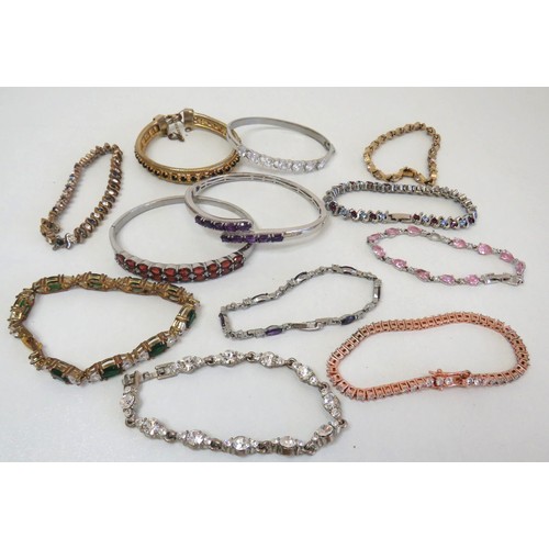 275 - Selection of Tennis bracelets and bangles some with gemstones.