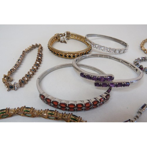 275 - Selection of Tennis bracelets and bangles some with gemstones.