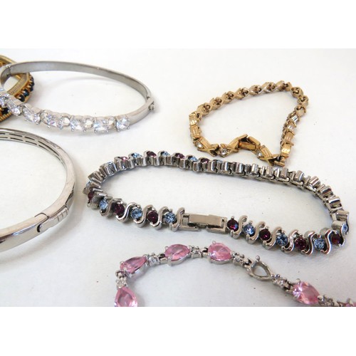 275 - Selection of Tennis bracelets and bangles some with gemstones.