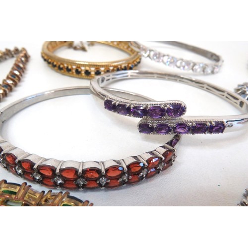 275 - Selection of Tennis bracelets and bangles some with gemstones.