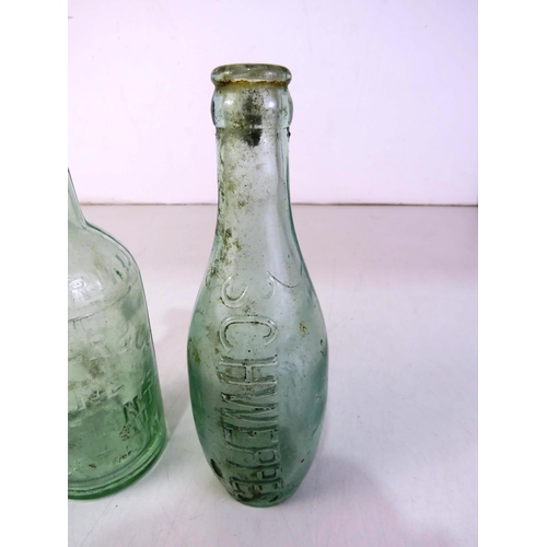 226 - vintage glass Schweppes bottle and one other