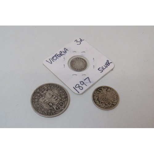 56 - Victorian silver coins 1887 halfcrown, 1880 6d, 1897 3d