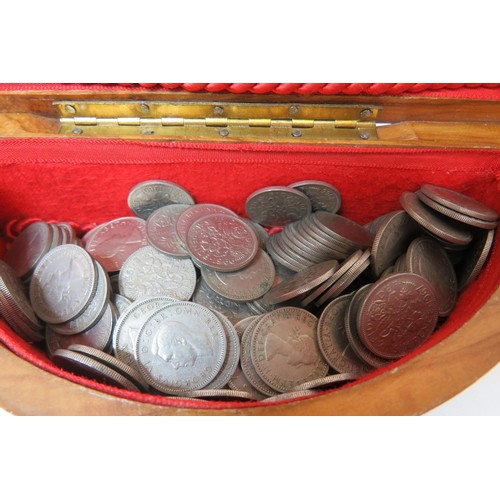 42 - Wooden box with 200 old sixpence coins, George VI, QEII