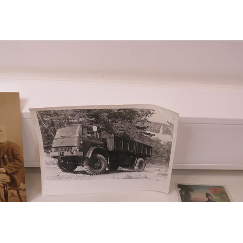 50 - Old cabinet cards, postcards, military, photos etc