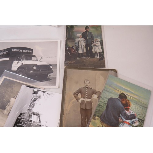 50 - Old cabinet cards, postcards, military, photos etc