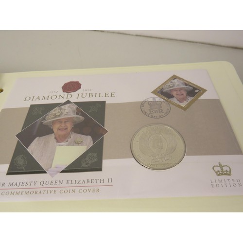 196 - Westminster QEII 90th Birthday commemorative cover collection (coins and stamps) two folders and QEI... 