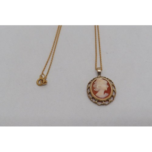 18 - 9ct Gold Cameo necklace 18