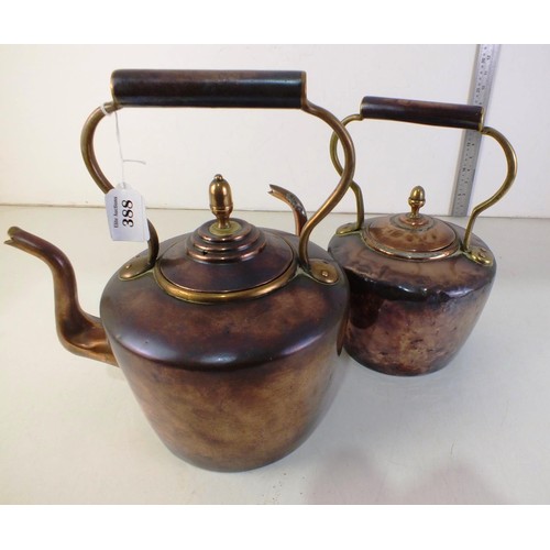 388 - Two large copper kettles