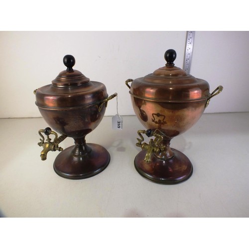 389 - Two copper tea urns