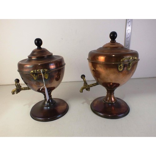 389 - Two copper tea urns