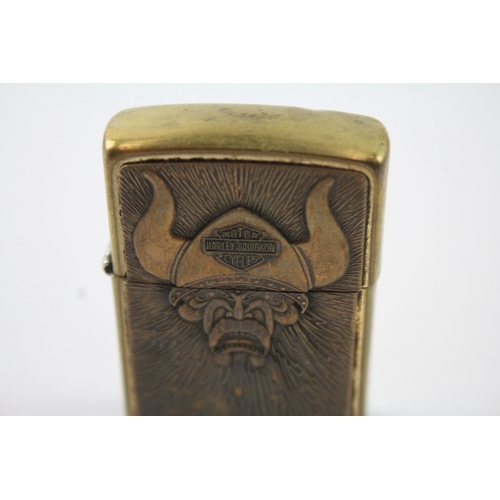 616 - 1995 Zippo Harley Davidson Pocket Lighter, Heavy Brass Viking Warrior