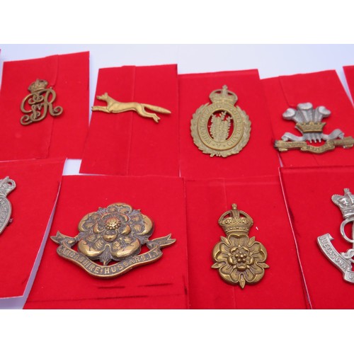 2 - 18 Military Infantry Cap badges to inc 
Berkshire 
Northumberland
Queens own Oxfordhire hussars
Quee... 