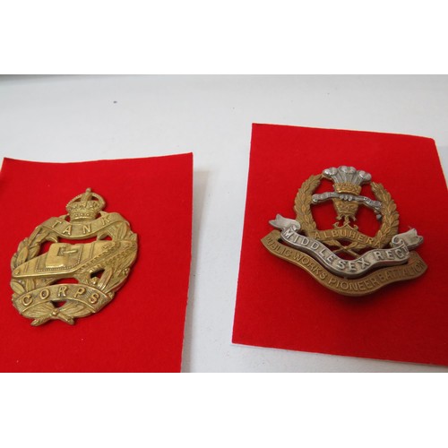 7 - 18 Military Infantry Cap badges to inc 
Royal Frontiersmen
Pro Reg ET LEGE
Tank Corps