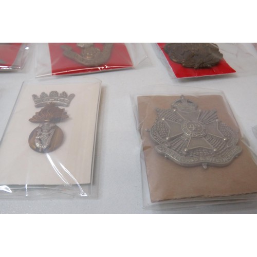 18 - 18 Military Infantry  badges to inc 
Royal Military Acadamy
Royal Irish 
Royal North Lancashire