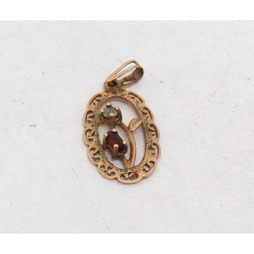 217 - Vintage 9ct gold cz flower pendant, 0.6g.