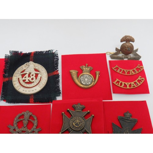 51 - 18 Military Regiment/Cap Badges to Inc 
Loyal north Lancashire
48 Highlanders 
Middlesex