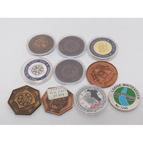 61 - 10 Masonic Coin/Medallions mostly Scottish