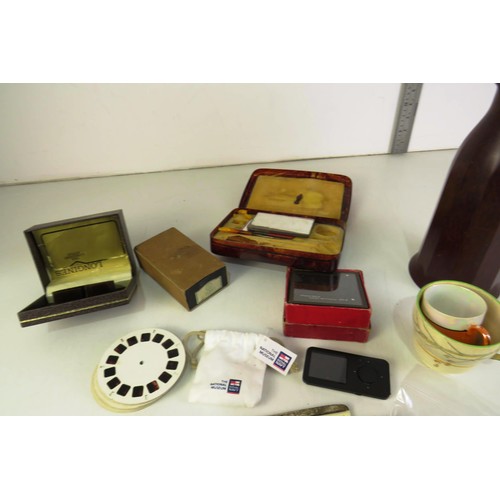 162 - Mixed lot to include Longines watch box, glass magic lantern slides etc.