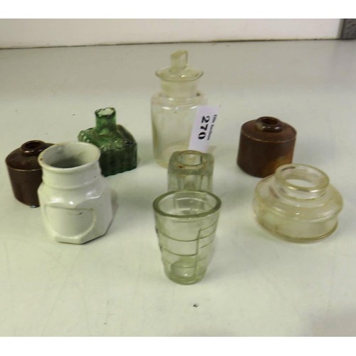 270 - Victorian inkwells plus others