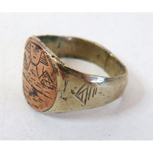 224 - Antique Gold colour Egyptian Ring size P.
Weight 5g.