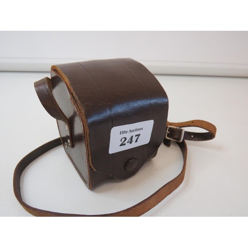 247 - Vintage Bilora Boy box camera with leather carry case.