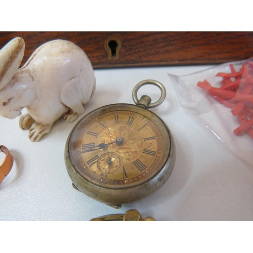 248 - Vintage oak box canteen with collectables and curios.