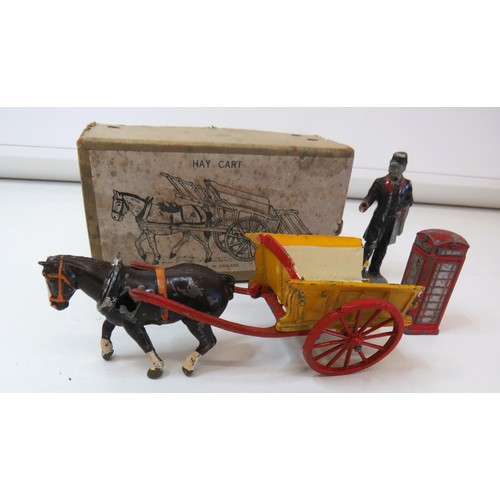 250 - Vintage lead toys to include boxed Horse and Cart (as found).