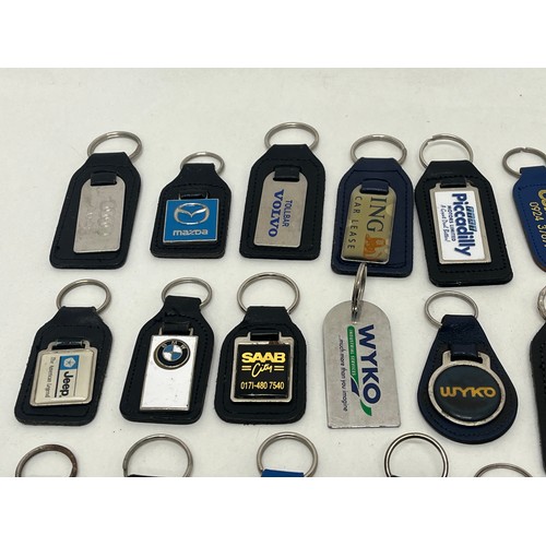 260 - Collection of thirty leather car keyrings