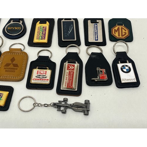 260 - Collection of thirty leather car keyrings